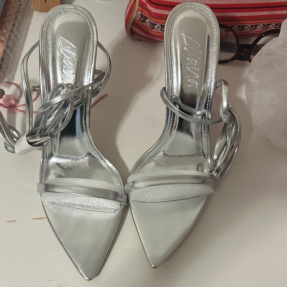 Silver Strappy Heels